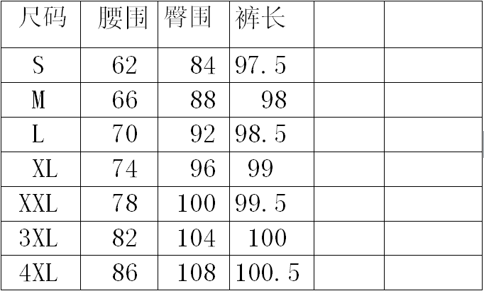 1715裤子尺寸表